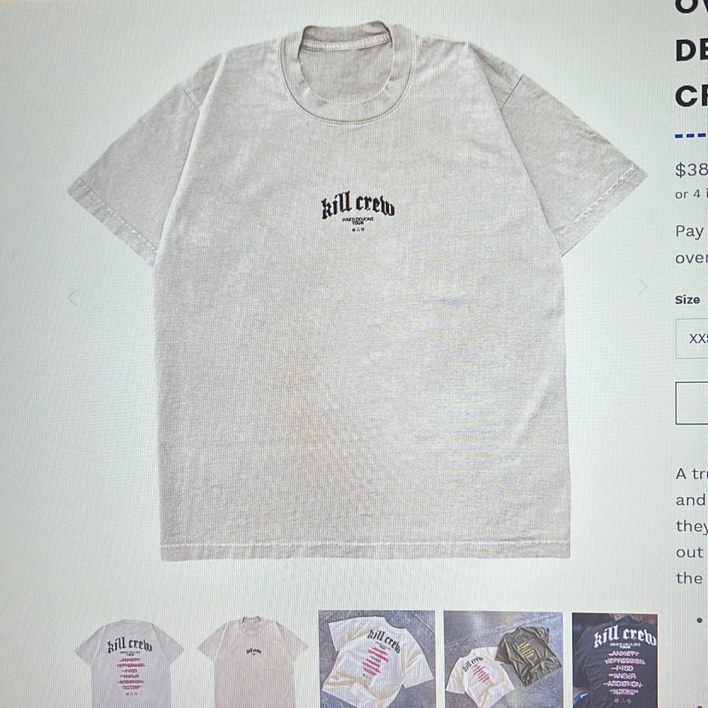 Kill crew over sized inner demons shirt